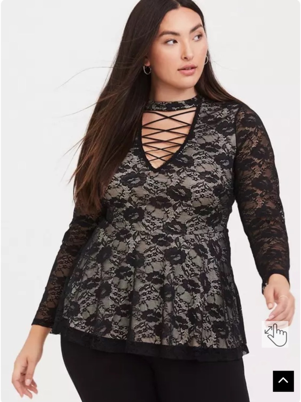 Torrid Black Lace Lattice Peplum Top